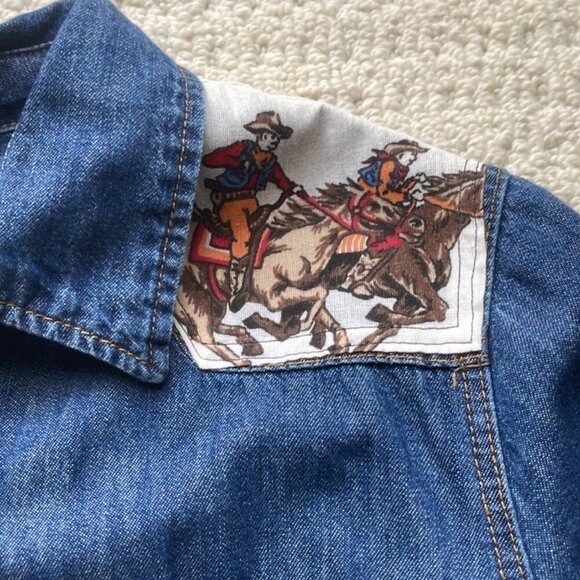 H&M Custom Cowboy Denim Western Shirt Size 10 - Picture 5 of 14